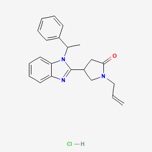 molecular formula C22H24ClN3O B2437176 4-[1-(Phenylethyl)benzimidazol-2-yl]-1-prop-2-enylpyrrolidin-2-one, chloride CAS No. 1049752-55-7