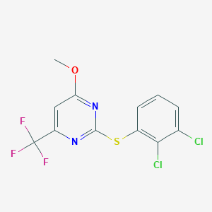 molecular formula C12H7Cl2F3N2OS B2437178 2-[(2,3-Dichlorophenyl)sulfanyl]-4-methoxy-6-(trifluoromethyl)pyrimidine CAS No. 866039-15-8