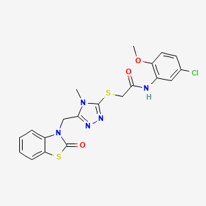 molecular formula C20H18ClN5O3S2 B2437179 N-(5-氯-2-甲氧基苯基)-2-((4-甲基-5-((2-氧代苯并[d]噻唑-3(2H)-基)甲基)-4H-1,2,4-三唑-3-基)硫代)乙酰胺 CAS No. 847400-37-7