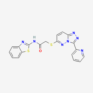 molecular formula C19H13N7OS2 B2437180 N-(benzo[d]thiazol-2-yl)-2-((3-(pyridin-2-yl)-[1,2,4]triazolo[4,3-b]pyridazin-6-yl)thio)acetamide CAS No. 868967-85-5