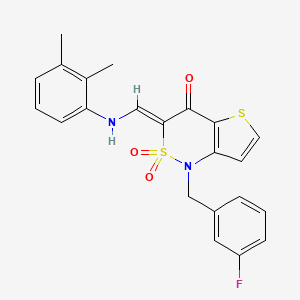 molecular formula C22H19FN2O3S2 B2437185 (Z)-3-(((2,3-dimethylphenyl)amino)methylene)-1-(3-fluorobenzyl)-1H-thieno[3,2-c][1,2]thiazin-4(3H)-one 2,2-dioxide CAS No. 894686-78-3
