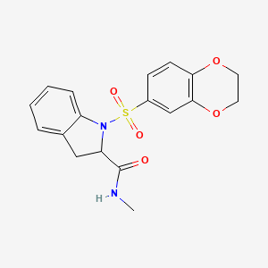 molecular formula C18H18N2O5S B2437186 1-((2,3-二氢苯并[b][1,4]二氧杂环-6-基)磺酰基)-N-甲基吲哚啉-2-甲酰胺 CAS No. 1100792-12-8