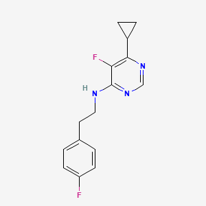 molecular formula C15H15F2N3 B2437191 6-Cyclopropyl-5-fluoro-N-[2-(4-fluorophenyl)ethyl]pyrimidin-4-amine CAS No. 2415620-37-8