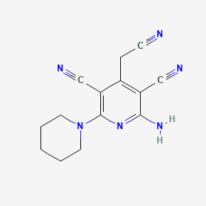 2-Amino-4-(cyanomethyl)-6-(piperidin-1-yl)pyridine-3,5-dicarbonitrile