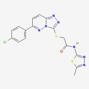 molecular formula C16H12ClN7OS2 B2437195 2-((6-(4-氯苯基)-[1,2,4]三唑并[4,3-b]哒嗪-3-基)硫代)-N-(5-甲基-1,3,4-噻二唑-2-基)乙酰胺 CAS No. 894041-47-5