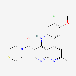 molecular formula C21H21ClN4O2S B2437206 (4-((3-Chloro-4-methoxyphenyl)amino)-7-methyl-1,8-naphthyridin-3-yl)(thiomorpholino)methanone CAS No. 1251599-49-1