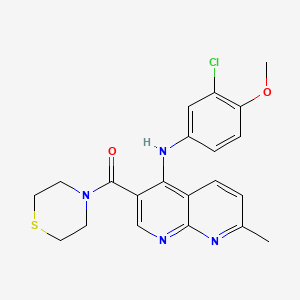 N-(3-CHLORO-4-METHOXYPHENYL)-7-METHYL-3-(THIOMORPHOLINE-4-CARBONYL)-1,8-NAPHTHYRIDIN-4-AMINE