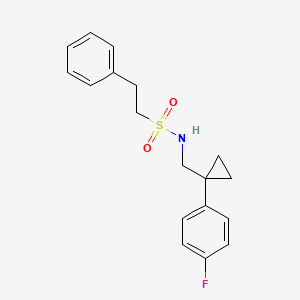 molecular formula C18H20FNO2S B2437208 N-((1-(4-fluorophenyl)cyclopropyl)methyl)-2-phenylethanesulfonamide CAS No. 1049358-25-9