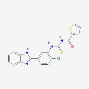 molecular formula C19H13ClN4OS2 B243721 N-{[5-(1H-benzimidazol-2-yl)-2-chlorophenyl]carbamothioyl}thiophene-2-carboxamide 