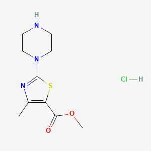 molecular formula C10H16ClN3O2S B2437212 Methyl 4-methyl-2-(piperazin-1-yl)thiazole-5-carboxylate hydrochloride CAS No. 2155852-76-7