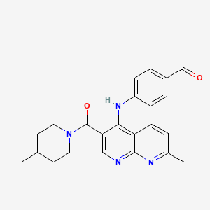 1-(4-((7-Methyl-3-(4-methylpiperidine-1-carbonyl)-1,8-naphthyridin-4-yl)amino)phenyl)ethanone