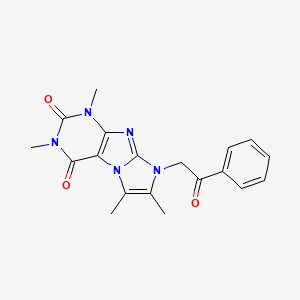 molecular formula C19H19N5O3 B2437224 2,4,7,8-Tetramethyl-6-phenacylpurino[7,8-a]imidazole-1,3-dione CAS No. 878421-60-4