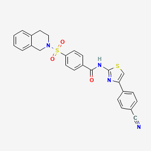 molecular formula C26H20N4O3S2 B2437227 N-(4-(4-cyanophenyl)thiazol-2-yl)-4-((3,4-dihydroisoquinolin-2(1H)-yl)sulfonyl)benzamide CAS No. 361480-69-5