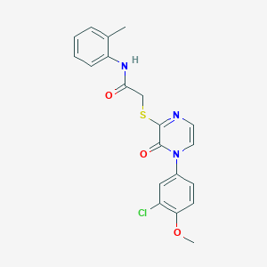 2-[4-(3-chloro-4-methoxyphenyl)-3-oxopyrazin-2-yl]sulfanyl-N-(2-methylphenyl)acetamide