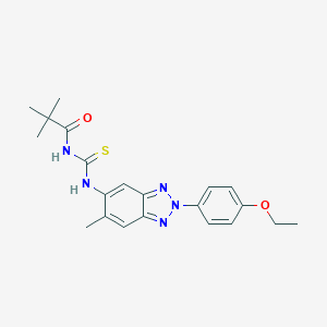 molecular formula C21H25N5O2S B243724 N-{[2-(4-ethoxyphenyl)-6-methyl-2H-benzotriazol-5-yl]carbamothioyl}-2,2-dimethylpropanamide 