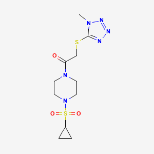 molecular formula C11H18N6O3S2 B2437242 1-(4-(cyclopropylsulfonyl)piperazin-1-yl)-2-((1-methyl-1H-tetrazol-5-yl)thio)ethanone CAS No. 1219913-55-9