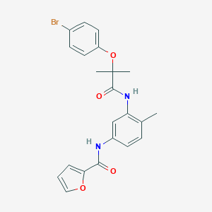 molecular formula C22H21BrN2O4 B243725 N-(3-{[2-(4-bromophenoxy)-2-methylpropanoyl]amino}-4-methylphenyl)-2-furamide 