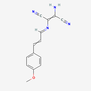 molecular formula C14H12N4O B2437257 2-氨基-3-[3-(4-甲氧基苯基)丙-2-烯基亚胺基]丁-2-二腈 CAS No. 506435-25-2