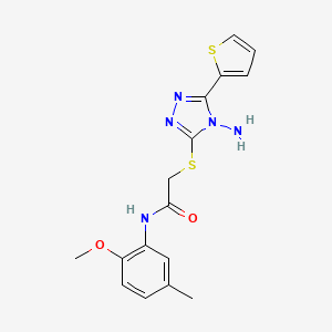 molecular formula C16H17N5O2S2 B2437262 2-{[4-amino-5-(thiophen-2-yl)-4H-1,2,4-triazol-3-yl]sulfanyl}-N-(2-methoxy-5-methylphenyl)acetamide CAS No. 886928-52-5