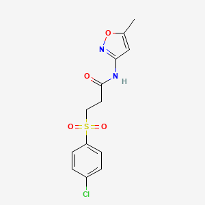 molecular formula C13H13ClN2O4S B2437265 3-((4-chlorophenyl)sulfonyl)-N-(5-methylisoxazol-3-yl)propanamide CAS No. 895465-90-4