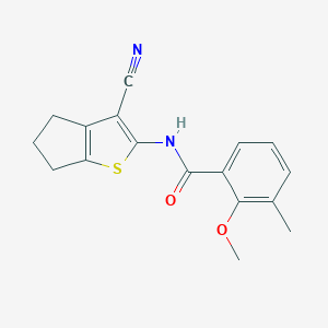 molecular formula C17H16N2O2S B243728 N-(3-cyano-5,6-dihydro-4H-cyclopenta[b]thien-2-yl)-2-methoxy-3-methylbenzamide 