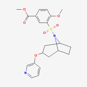 molecular formula C21H24N2O6S B2437283 methyl 4-methoxy-3-(((1R,5S)-3-(pyridin-3-yloxy)-8-azabicyclo[3.2.1]octan-8-yl)sulfonyl)benzoate CAS No. 2109442-06-8