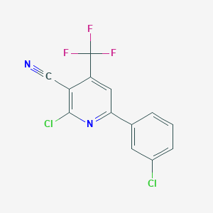 molecular formula C13H5Cl2F3N2 B2437285 2-Chloro-6-(3-chlorophenyl)-4-(trifluoromethyl)pyridine-3-carbonitrile CAS No. 338749-85-2