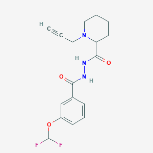 molecular formula C17H19F2N3O3 B2437291 N'-[3-(difluoromethoxy)benzoyl]-1-(prop-2-yn-1-yl)piperidine-2-carbohydrazide CAS No. 1375837-98-1