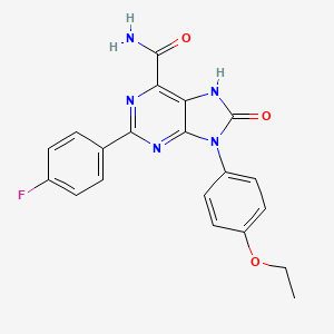 molecular formula C20H16FN5O3 B2437294 9-(4-ethoxyphenyl)-2-(4-fluorophenyl)-8-oxo-8,9-dihydro-7H-purine-6-carboxamide CAS No. 898446-67-8