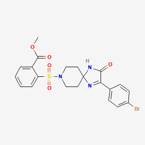 molecular formula C21H20BrN3O5S B2437305 Methyl 2-{[2-(4-bromophenyl)-3-oxo-1,4,8-triazaspiro[4.5]dec-1-en-8-yl]sulfonyl}benzoate CAS No. 1358758-72-1