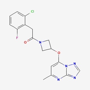 molecular formula C17H15ClFN5O2 B2437309 2-(2-Chloro-6-fluorophenyl)-1-[3-({5-methyl-[1,2,4]triazolo[1,5-a]pyrimidin-7-yl}oxy)azetidin-1-yl]ethan-1-one CAS No. 2097927-03-0