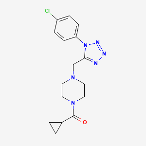 molecular formula C16H19ClN6O B2437311 (4-((1-(4-氯苯基)-1H-四唑-5-基)甲基)哌嗪-1-基)(环丙基)甲酮 CAS No. 1049426-88-1