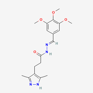 molecular formula C18H24N4O4 B2437312 (E)-3-(3,5-dimethyl-1H-pyrazol-4-yl)-N'-(3,4,5-trimethoxybenzylidene)propanehydrazide CAS No. 634884-79-0