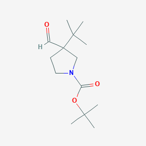 molecular formula C14H25NO3 B2437313 叔丁基 3-叔丁基-3-甲酰基吡咯烷-1-羧酸酯 CAS No. 2260937-45-7