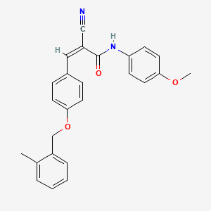 molecular formula C25H22N2O3 B2437315 (Z)-2-cyano-N-(4-methoxyphenyl)-3-[4-[(2-methylphenyl)methoxy]phenyl]prop-2-enamide CAS No. 444101-93-3