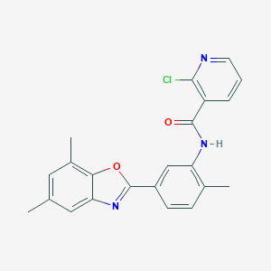 molecular formula C22H18ClN3O2 B243732 2-chloro-N-[5-(5,7-dimethyl-1,3-benzoxazol-2-yl)-2-methylphenyl]nicotinamide 