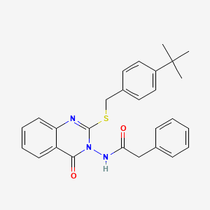 molecular formula C27H27N3O2S B2437321 N-[2-[(4-叔丁基苯基)甲基硫代]-4-氧代喹唑啉-3-基]-2-苯基乙酰胺 CAS No. 422278-51-1