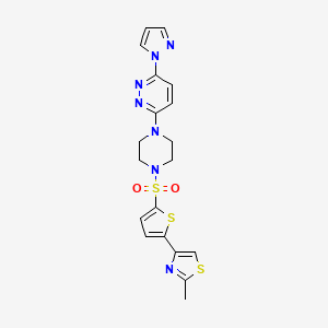 B2437323 4-(5-((4-(6-(1H-pyrazol-1-yl)pyridazin-3-yl)piperazin-1-yl)sulfonyl)thiophen-2-yl)-2-methylthiazole CAS No. 1019103-74-2