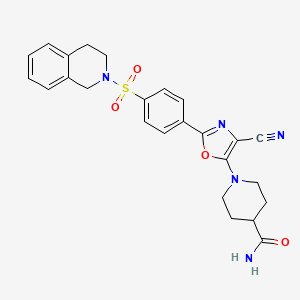 1-(4-cyano-2-(4-((3,4-dihydroisoquinolin-2(1H)-yl)sulfonyl)phenyl)oxazol-5-yl)piperidine-4-carboxamide