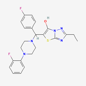 molecular formula C23H23F2N5OS B2437333 2-Ethyl-5-((4-fluorophenyl)(4-(2-fluorophenyl)piperazin-1-yl)methyl)thiazolo[3,2-b][1,2,4]triazol-6-ol CAS No. 887219-97-8