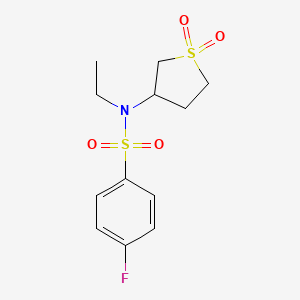 molecular formula C12H16FNO4S2 B2437359 N-(1,1-dioxothiolan-3-yl)-N-ethyl-4-fluorobenzenesulfonamide CAS No. 850721-11-8