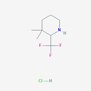 molecular formula C8H15ClF3N B2437362 3,3-Dimethyl-2-(trifluoromethyl)piperidine;hydrochloride CAS No. 2253629-76-2