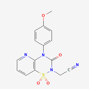 molecular formula C15H12N4O4S B2437365 2-(4-(4-methoxyphenyl)-1,1-dioxido-3-oxo-3,4-dihydro-2H-pyrido[2,3-e][1,2,4]thiadiazin-2-yl)acetonitrile CAS No. 1251627-35-6