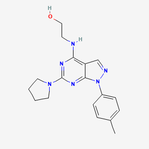 molecular formula C18H22N6O B2437369 2-((6-(pyrrolidin-1-yl)-1-(p-tolyl)-1H-pyrazolo[3,4-d]pyrimidin-4-yl)amino)ethanol CAS No. 1206995-80-3