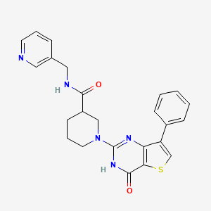 molecular formula C24H23N5O2S B2437371 1-(4-氧代-7-苯基-3,4-二氢噻吩并[3,2-d]嘧啶-2-基)-N-(吡啶-3-基甲基)哌啶-3-甲酰胺 CAS No. 1242875-13-3