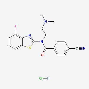 molecular formula C19H18ClFN4OS B2437382 4-cyano-N-(2-(dimethylamino)ethyl)-N-(4-fluorobenzo[d]thiazol-2-yl)benzamide hydrochloride CAS No. 1215619-14-9