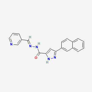 (E)-3-(naphthalen-2-yl)-N'-(pyridin-3-ylmethylene)-1H-pyrazole-5-carbohydrazide
