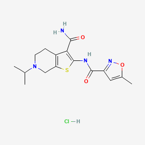 molecular formula C16H21ClN4O3S B2437386 N-(3-carbamoyl-6-isopropyl-4,5,6,7-tetrahydrothieno[2,3-c]pyridin-2-yl)-5-methylisoxazole-3-carboxamide hydrochloride CAS No. 1328715-29-2