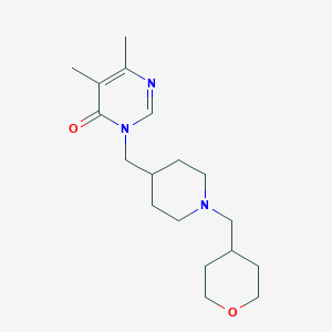 5,6-Dimethyl-3-({1-[(oxan-4-yl)methyl]piperidin-4-yl}methyl)-3,4-dihydropyrimidin-4-one