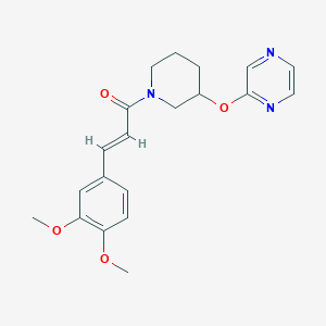 molecular formula C20H23N3O4 B2437394 (E)-3-(3,4-dimethoxyphenyl)-1-(3-(pyrazin-2-yloxy)piperidin-1-yl)prop-2-en-1-one CAS No. 2035023-39-1
